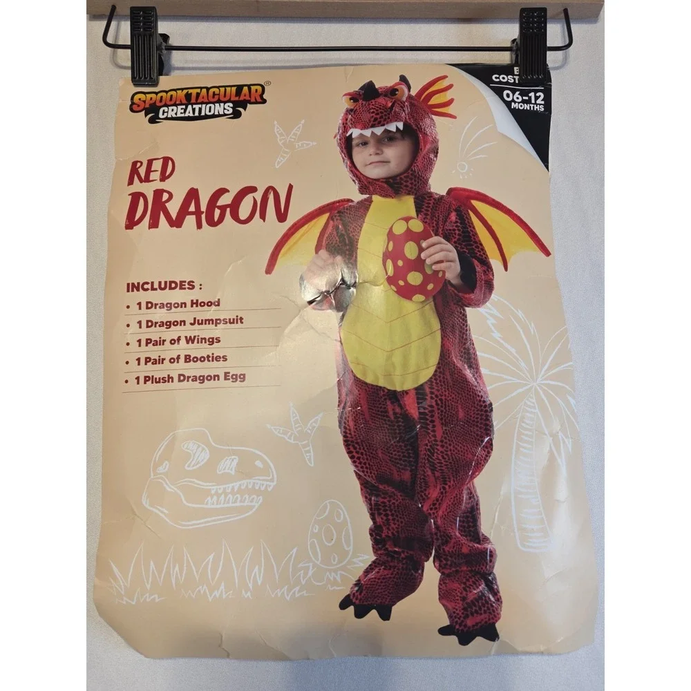 Sppoktacular Creations Baby Red Dragon Costume 6-12 Months New In Bag